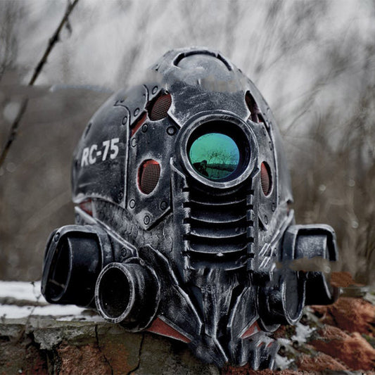 Casque masque cyberpunk noir latex adulte Halloween cosplay