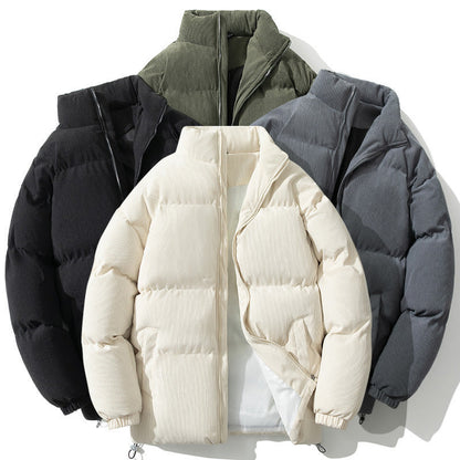 Isolierende Herren-Steppjacke - Boxy Stehkragen, Baumwolle