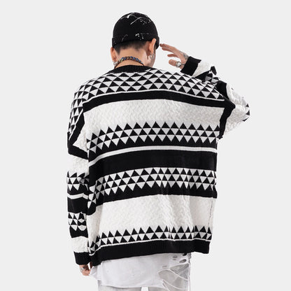Maglione Jacquard Uomo Caldo - Maglia a Vestibilità Comoda, Casual