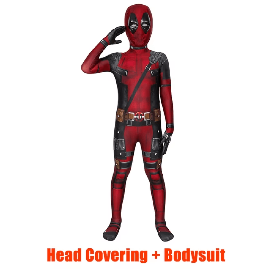 Adult & Kids Deadpool Costume with Mask and Complete Accessories - Marvel Superhero Outfit for Halloween and Cosplay Events