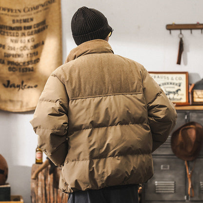 Insulating Mens Puffer Jacket - Corduroy Yoke, Duck Down