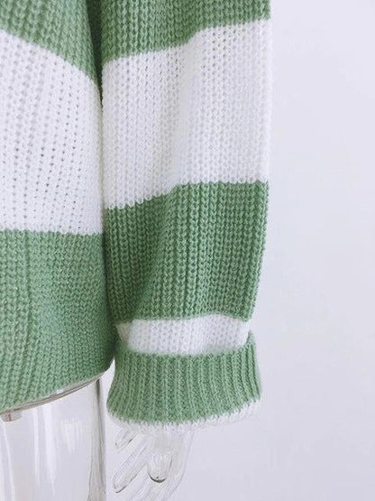 Oversized Women Sweater - Boxy Cropped Ribbed For Spring