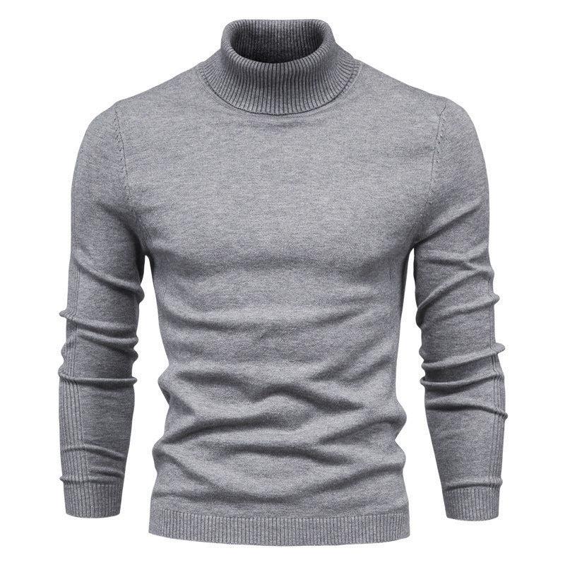 Blød herre rullekrave sweater - slim fit viskose vinter