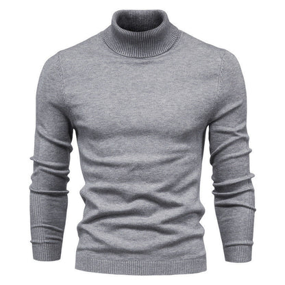 Blød herre rullekrave sweater - slim fit viskose vinter