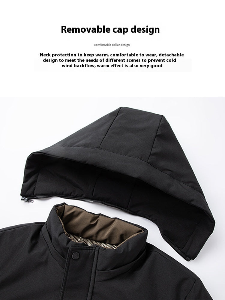 Isolierende Herren-Daunenparka - Kapuzen-Cord, Winterbereit