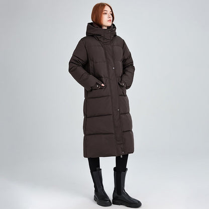 Insulating Women’s Long Puffer Coat- Hooded, Cotton, Winter