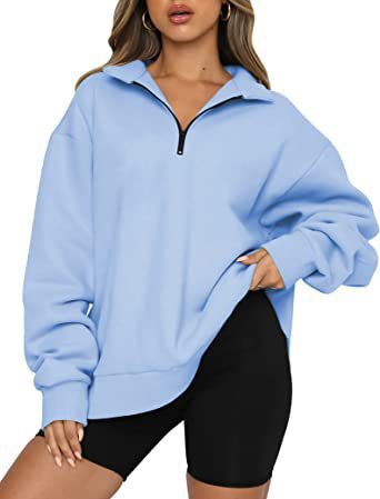 Lightweight Women Zip Sweatshirt - Oversized Pullover Casual