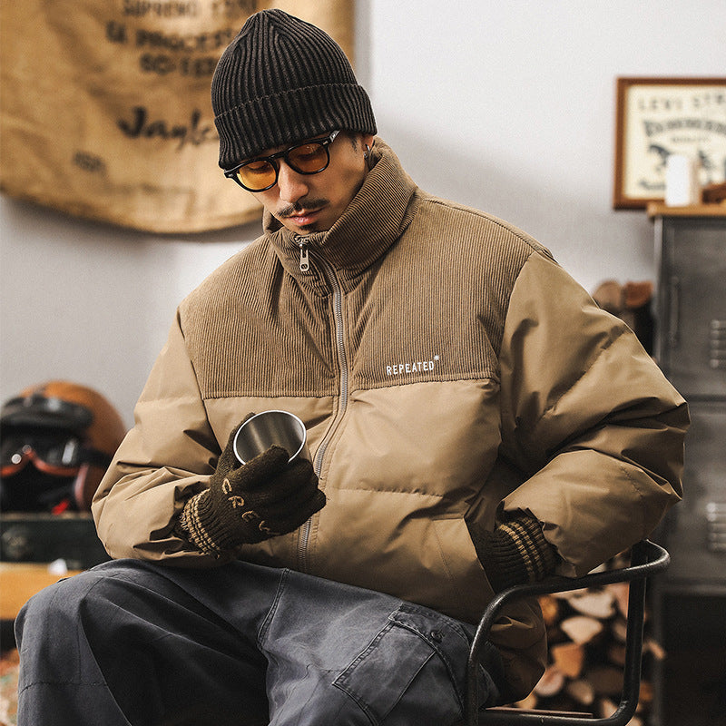 Insulating Mens Puffer Jacket - Corduroy Yoke, Duck Down