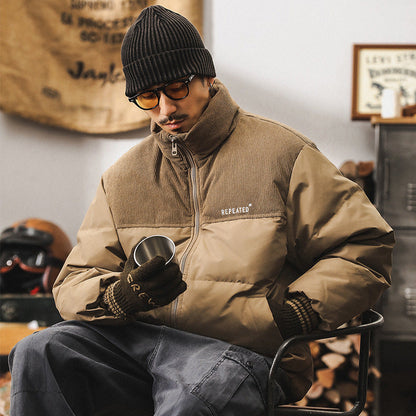 Insulating Mens Puffer Jacket - Corduroy Yoke, Duck Down