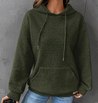 Soft Cozy Women’s Hoodie Sweater - Waffle Knit Layering