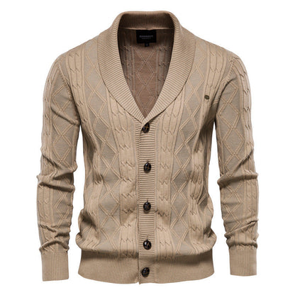 Soft Classic Men’s Cardigan - Shawl V Neck, Cotton Knit
