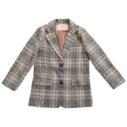 Warm Structured Women's Short Coat - Belted Plaid Wool