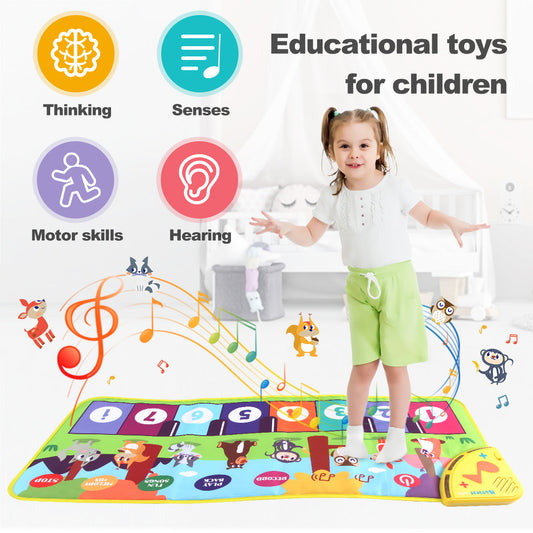 Multifunctional Musical Dance Mat for Toddlers - Interactive Piano Keyboard with Animal Sounds, Educational Gift for Kids, Portable Fun!