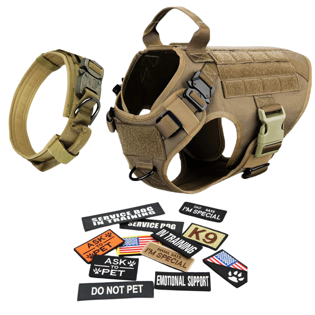 Tactical Dog Harness No-Pull With Front And Back D-Rings Quick-Release Buckles Top Handle Heavy-Duty Training