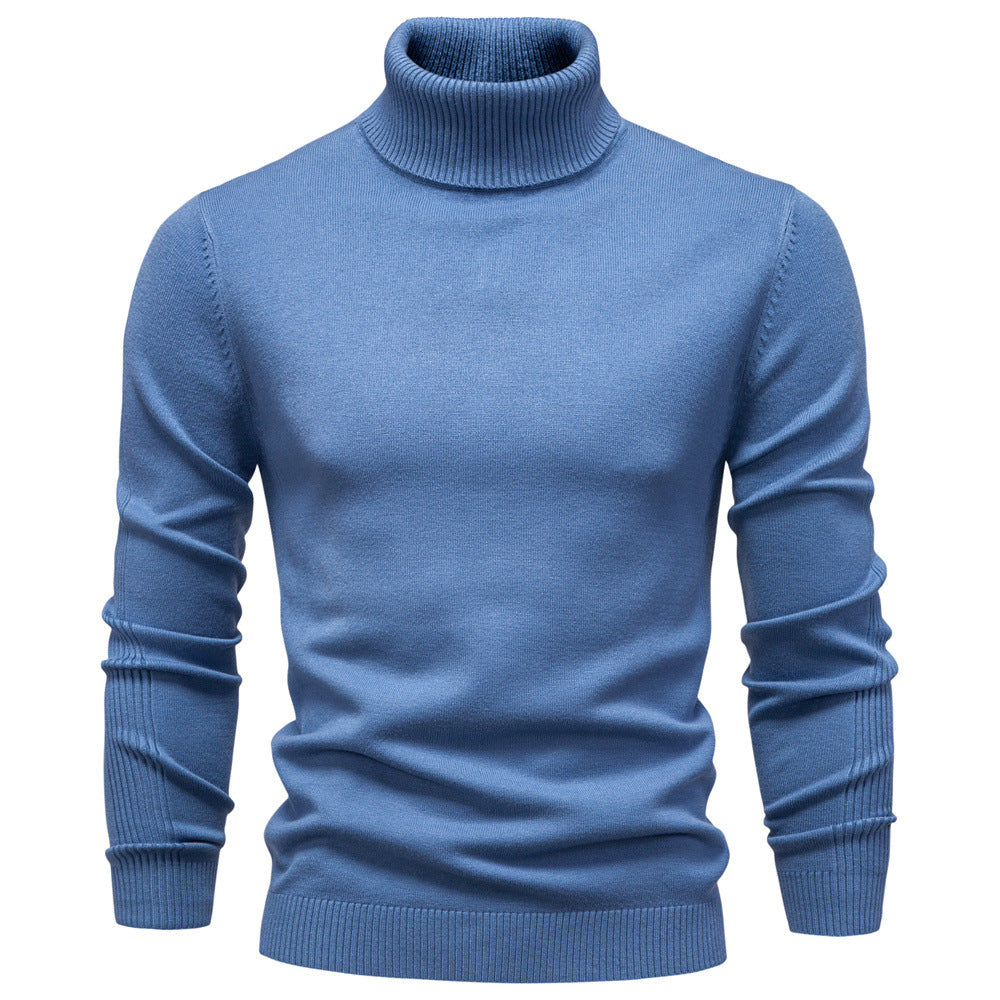 Blød herre rullekrave sweater - slim fit viskose vinter
