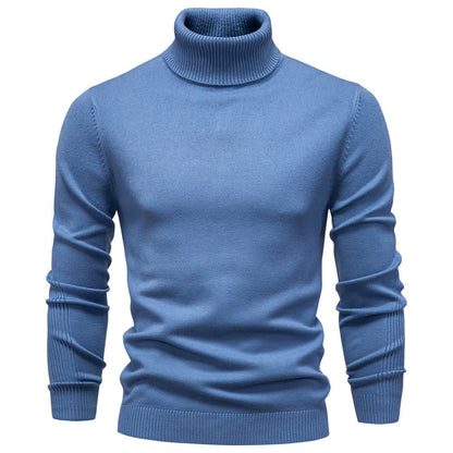 Blød herre rullekrave sweater - slim fit viskose vinter