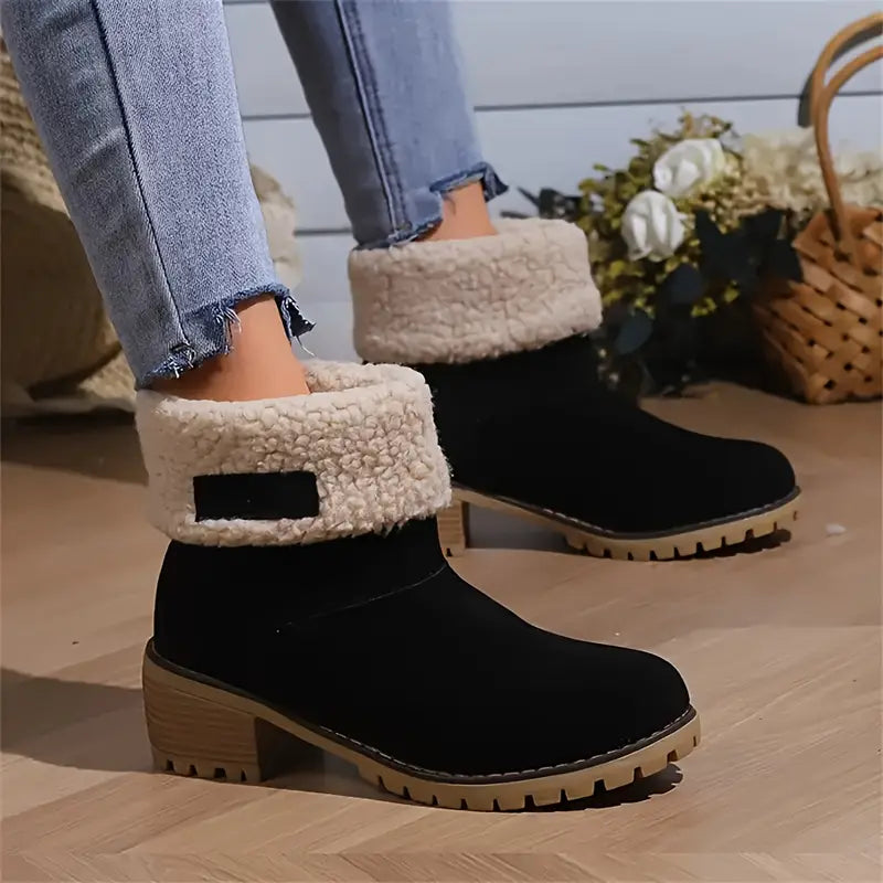 Warm Cozy Women’s Ankle Boots - Platform, Fleece Lined