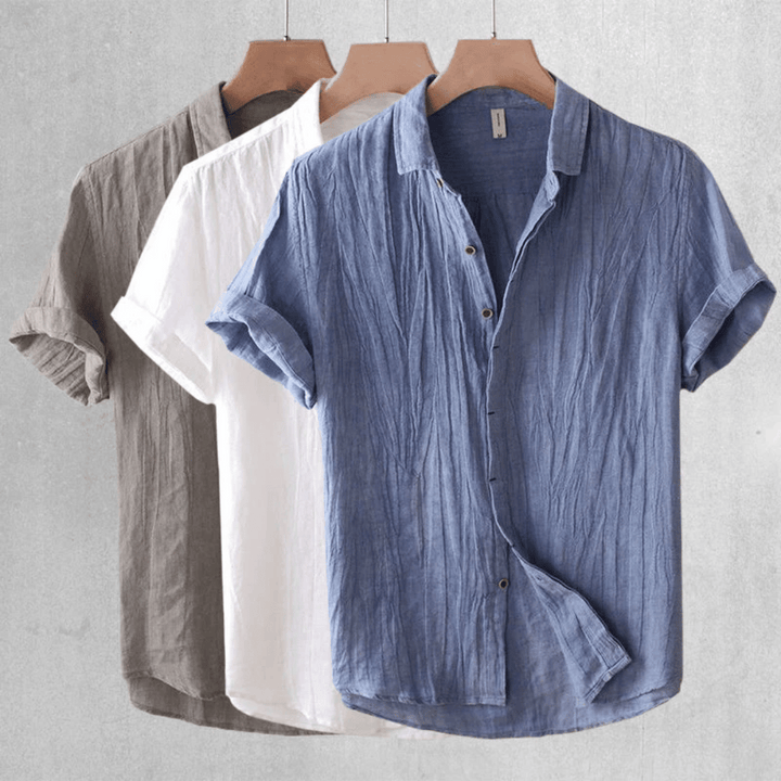 Men's Short Sleeve Linen Shirt, Lightweight Breathable Tailored Fit for Casual and Beach Wear-6