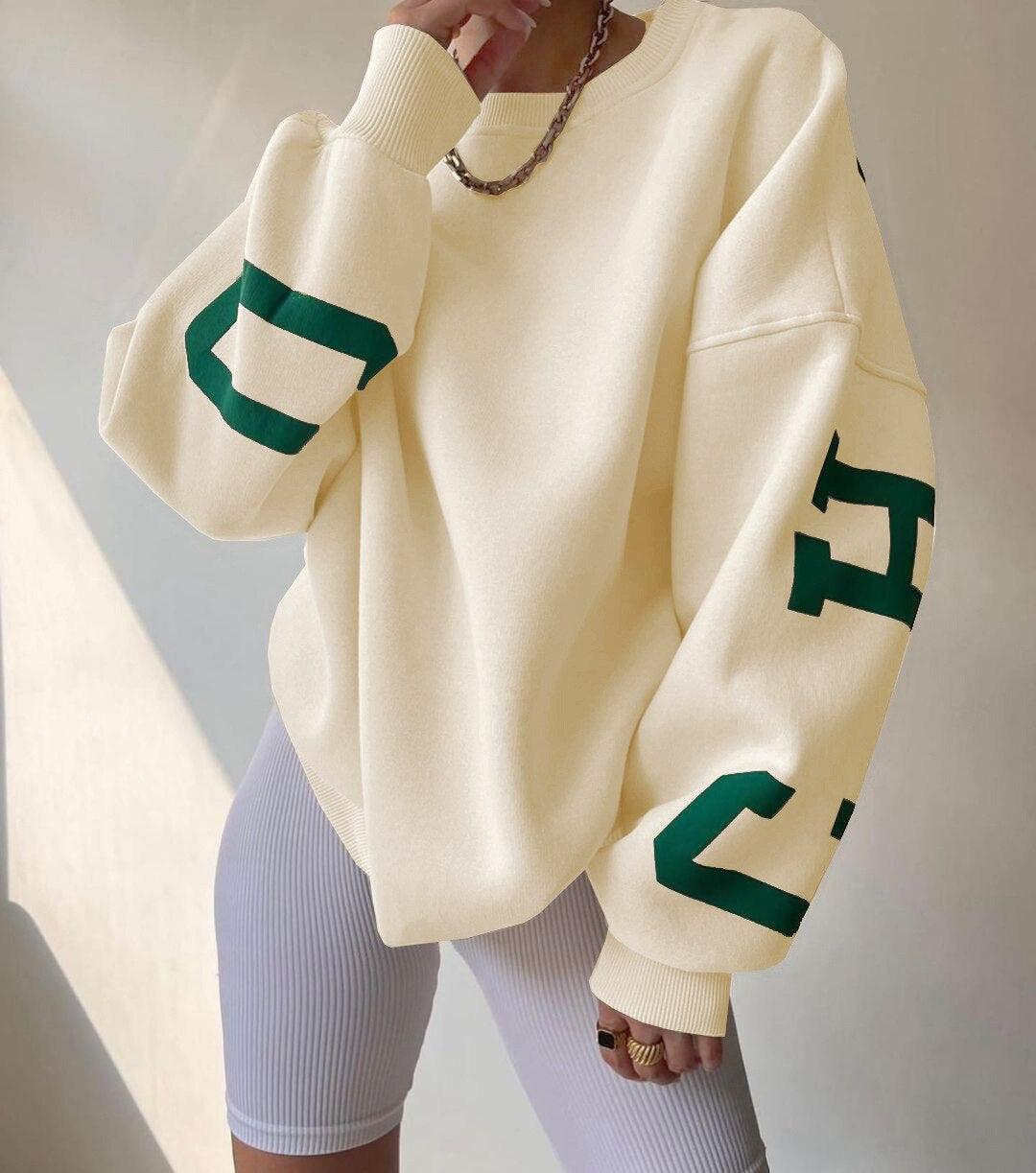 Oversized dame-sweatshirt - sænket skulder, bomuldsblanding