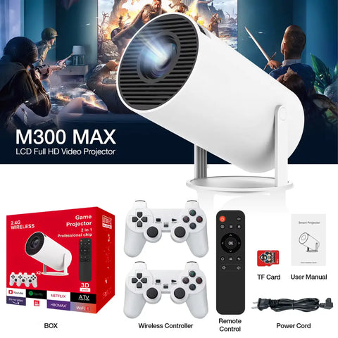 Home Theater Gaming Projector - Wifi6, BT5.0, 130" Screen, 10,000 Games