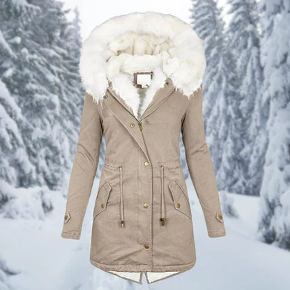 Warm Flattering Women's Parka - Longline, Faux Fur, Winter