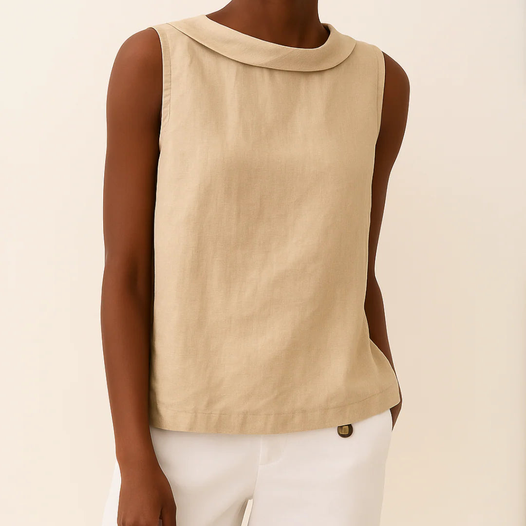 Lightweight women's tank top - round-neck pullover, cotton blend, casual summer wear