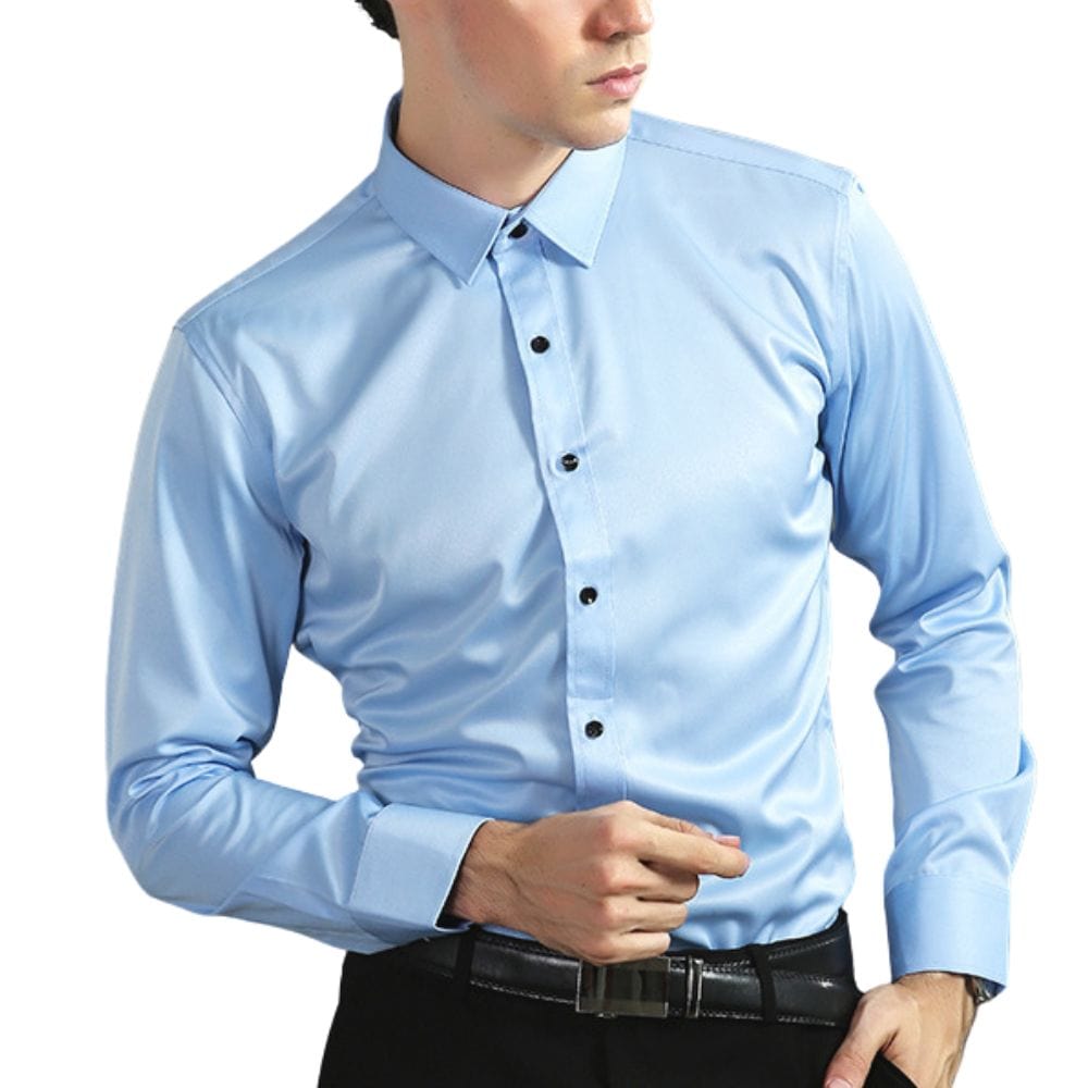 Variant image for Men's Elastic Comfort Dress Shirt, Wrinkle-Free, Breathable Fabric, Quick Drying, Regular Fit for All Occasions-22