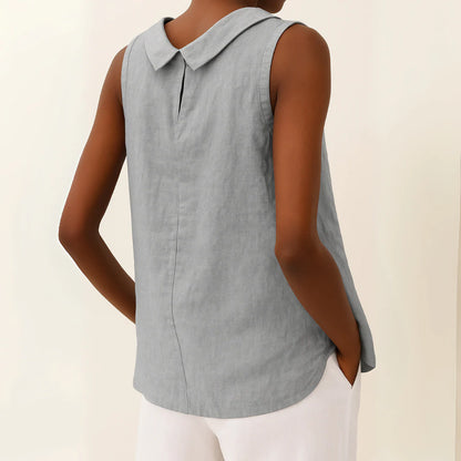 Lightweight women's tank top - round-neck pullover, cotton blend, casual summer wear