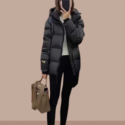 Warm Women's Puffer Coat - Cropped Cotton Padded Winter