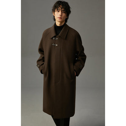 Warm Structured Men’s Wool Coat - Midlength, Double Sided
