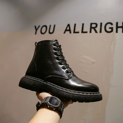 Supportive Men's Platform Boots - High-Top Ribbed, Urban