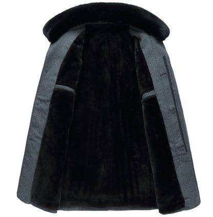 Warm Men's Wool Coat - Tailored Mid Thigh, Wool, For Winter