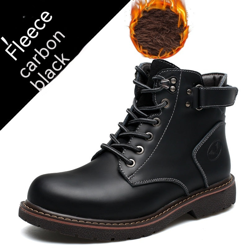Warm Classic Men Boots - Mid-Top, PU Leather, For Winter