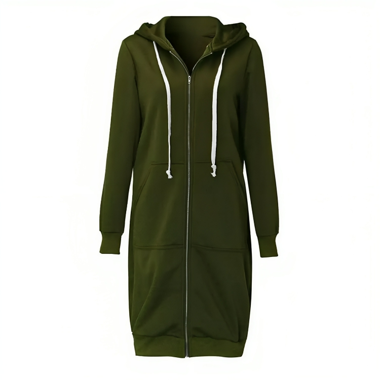 Soft Women Long Zip Hoodie - Relaxed Fit, Cotton Blend