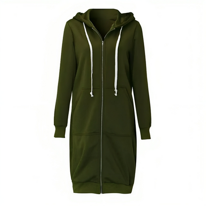 Soft Women Long Zip Hoodie - Relaxed Fit, Cotton Blend