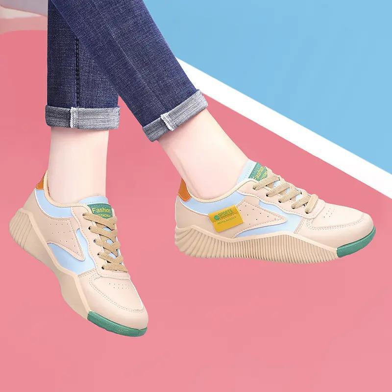 Soft durable women's sneakers - low-cut, genuine leather upper, for running daily workouts