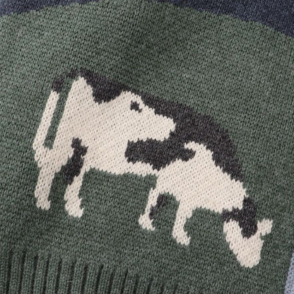 Oversized Relaxed Unisex Cardigan - V Neck Knit Jacquard