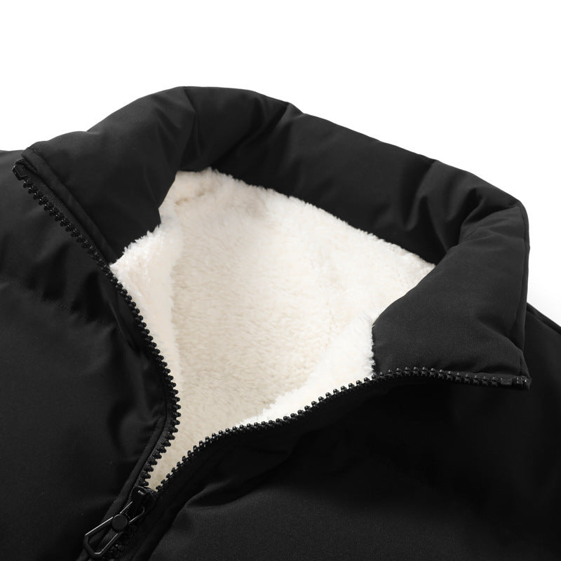 Insulating Men's Puffer Jacket – Stand-Up Collar, Lambswool
