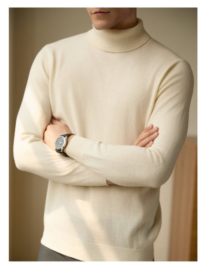 Insulating Flattering Mens Turtleneck Sweater - Slim Wool