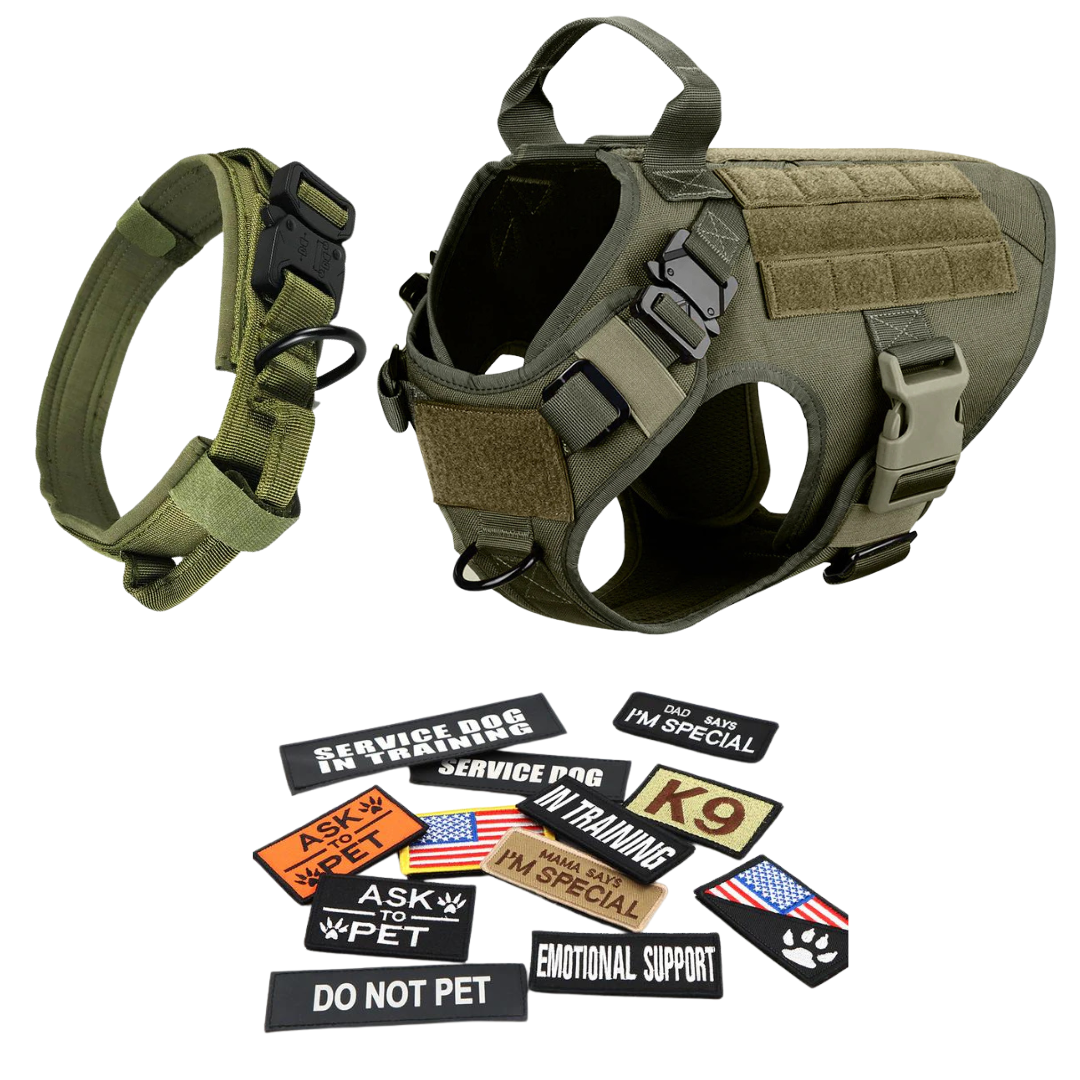 Tactical Dog Harness No-Pull With Front And Back D-Rings Quick-Release Buckles Top Handle Heavy-Duty Training