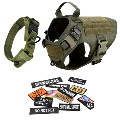 Tactical Dog Harness No-Pull With Front And Back D-Rings Quick-Release Buckles Top Handle Heavy-Duty Training