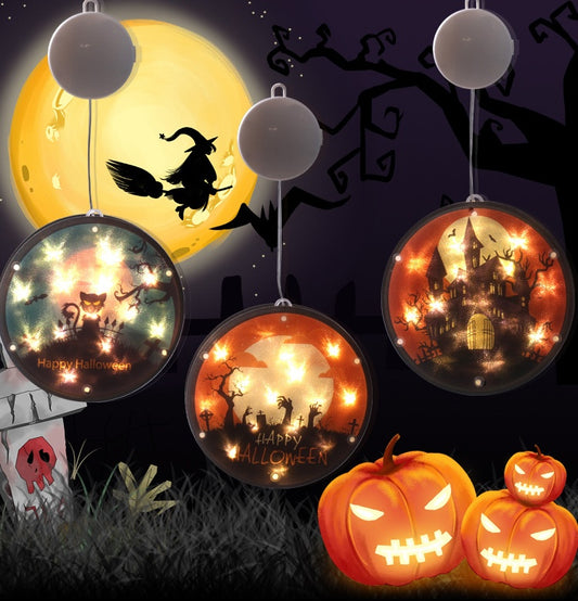 Halloween LED Lantern 160mm PVC Decor, IP44 Spooky Glow