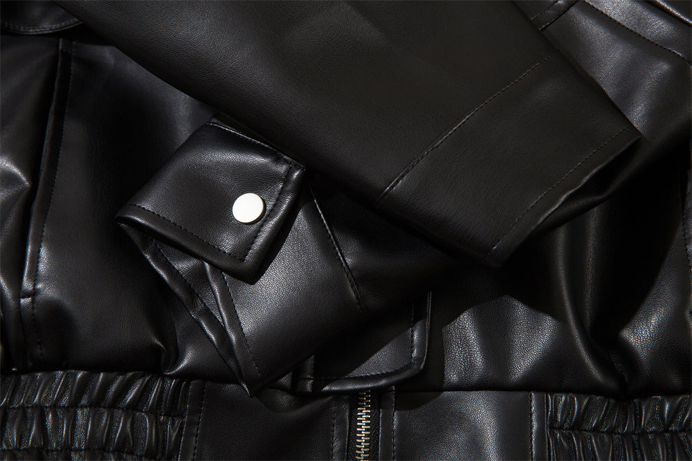 Chaqueta suave para hombre de cuero PU - estilo motociclista/motero, cuero PU duradero, ropa de primavera