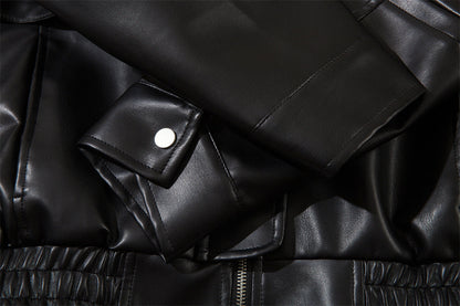 Chaqueta suave para hombre de cuero PU - estilo motociclista/motero, cuero PU duradero, ropa de primavera