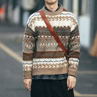 Suéter cálido y cómodo para hombre - Tejido jacquard holgado, invierno
