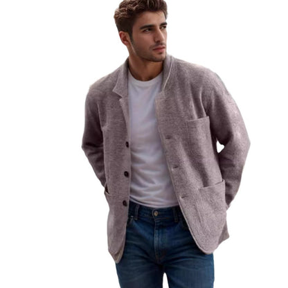 Warm men's jacket - blazer-style, long-sleeve, polyester, for everyday casual wear