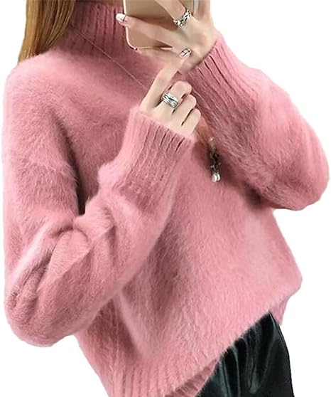 Varm og hyggelig damesweater med høj hals - Oversized blød strik