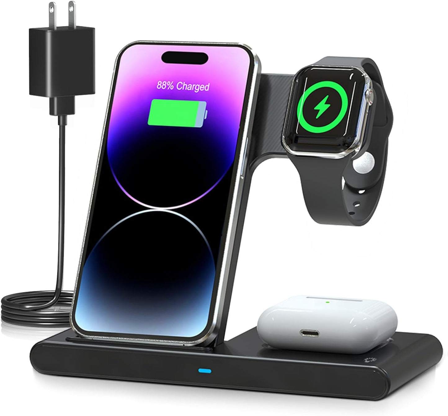 3-In-1 Wireless Charger Stand Adjustable Stand Charging Dock Back To School 2025 Space-Saving Desk Organizer
