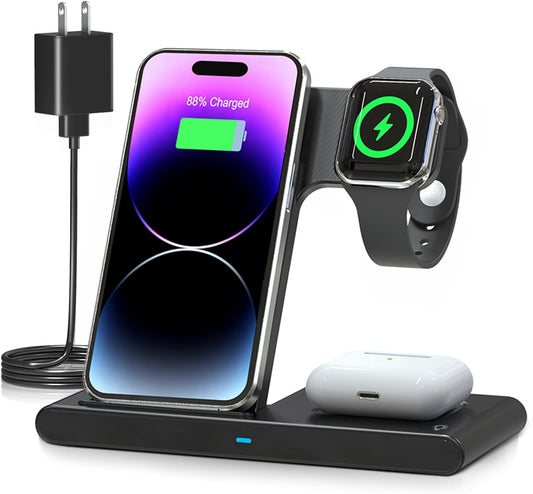 3-In-1 Wireless Charger Stand Adjustable Stand Charging Dock Back To School 2025 Space-Saving Desk Organizer