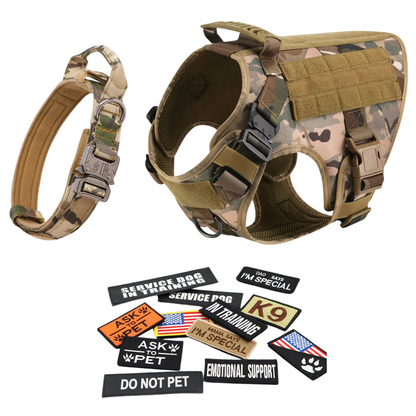 Tactical Dog Harness No-Pull With Front And Back D-Rings Quick-Release Buckles Top Handle Heavy-Duty Training